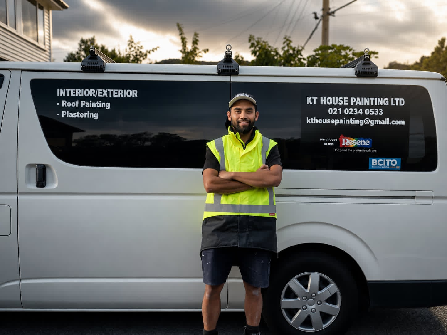 Kevin from KT House Painting in front of the company van